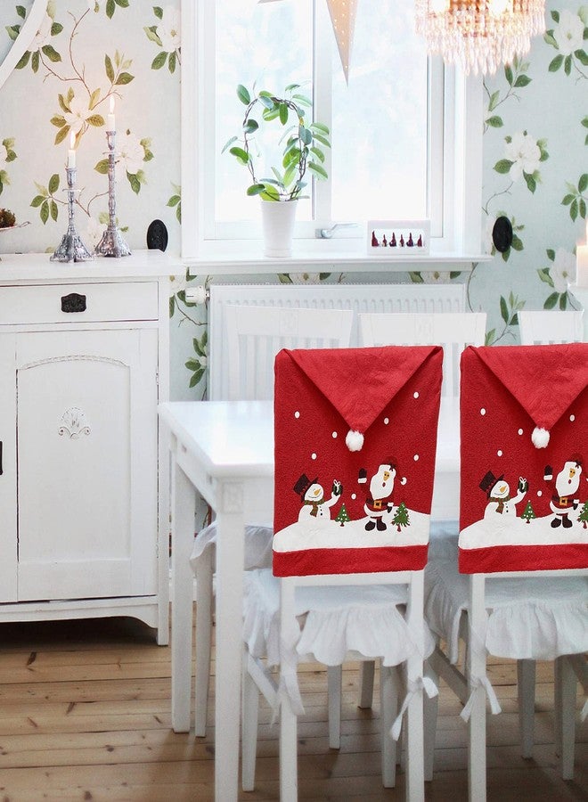Phedrew 6Pcs Christmas Chair Covers Xmas Dining Chair Slipcovers Santa Hat Chair Back Covers for Christmas Banquet Holiday Festival Decor - Image 4
